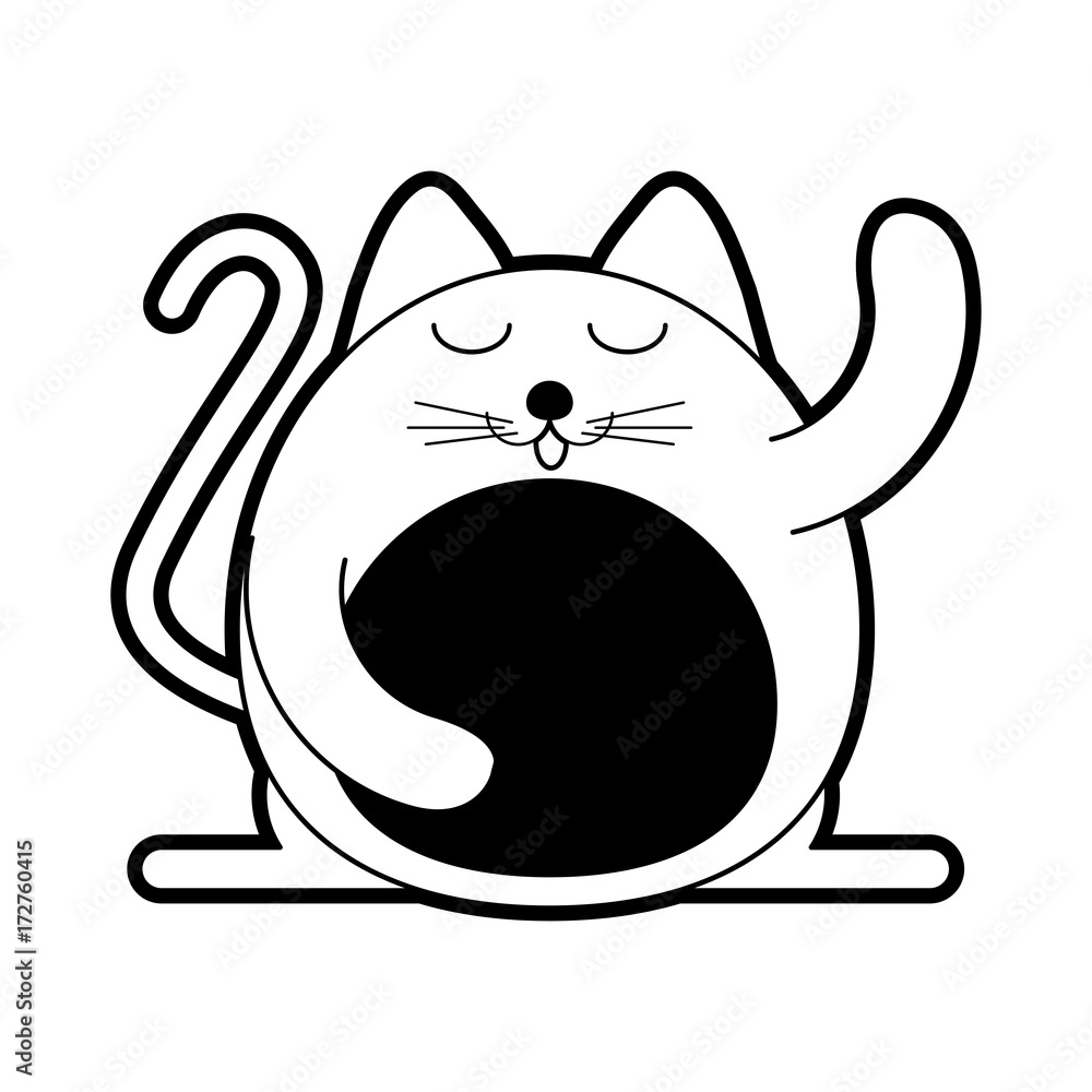 fat cat cartoon icon image vector illustration design black and white Stock  Vector | Adobe Stock