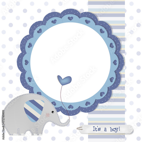 Cute Elephant - Baby shower - Birthday  - Place your text