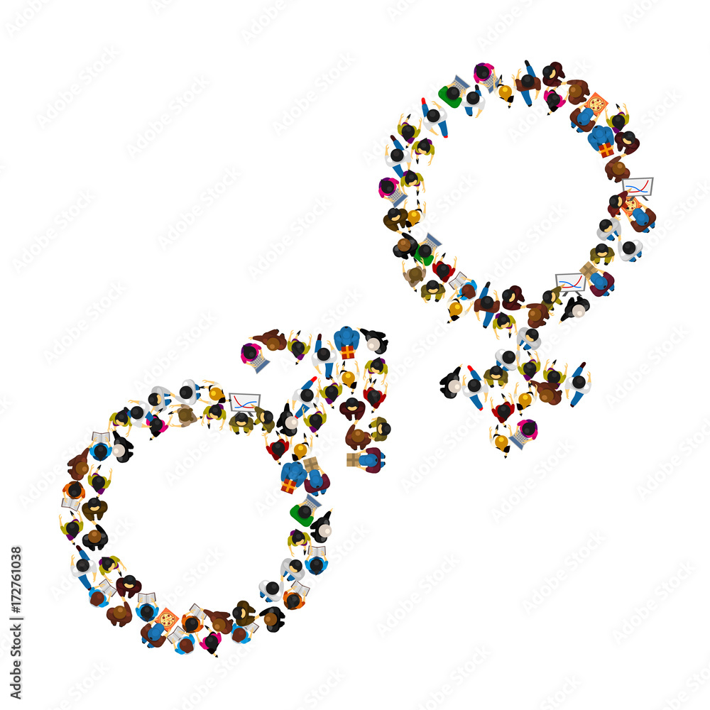 Many people male and female symbol set. Vector illustration