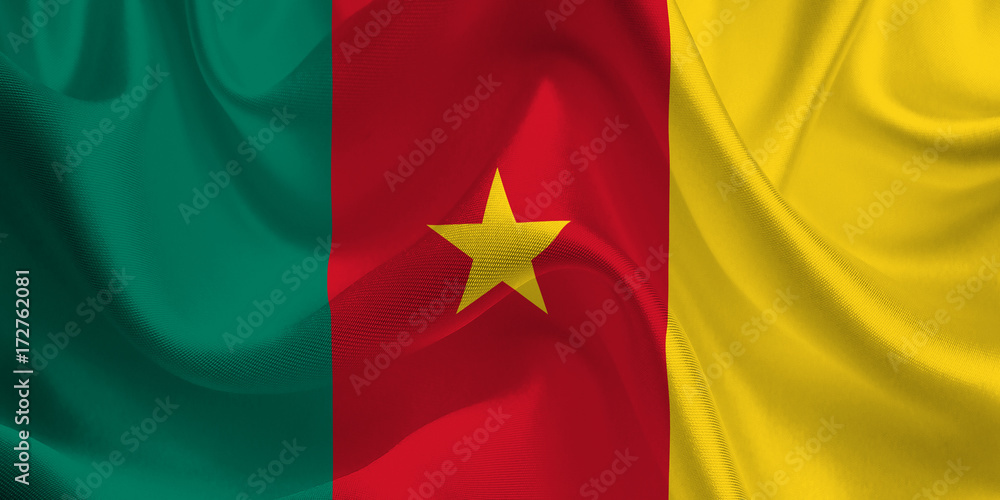 Waving flag of the Cameroon. Flag in the Wind. National mark. Waving Cameroon Flag. Cameroon Flag Flowing. Waving flag of the Cameroon. Flag in the Wind. National mark. Waving Cameroon Flag. Cameroon Flag Flowing.