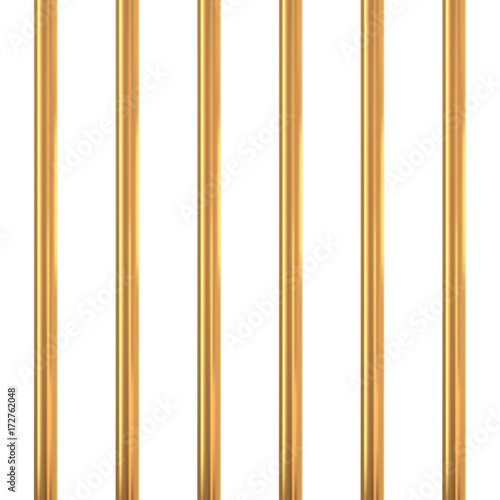 Gold prison bars isolated on white. Golden cage concept. Vector illustration.