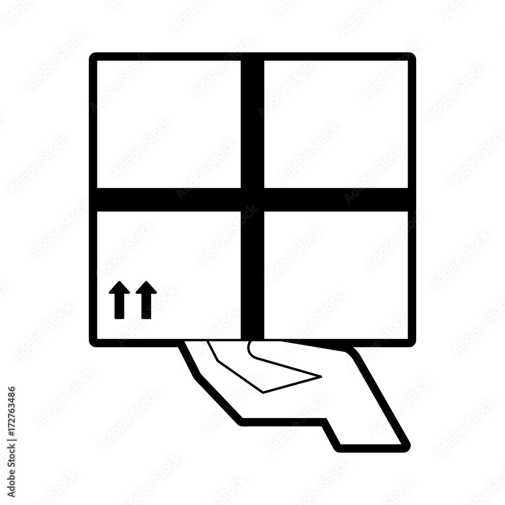 hand holding box shipping delivey icon image vector illustration design black and white hand holding box shipping delivey icon image vector illustration design black and white