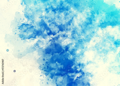 Magic sky texture. Watercolor light blue wallpaper background. Abstract art design. Good for printed pictures, design postcards, posters, design and other artwork. High resolution. © Avgustus