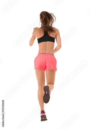 Back view of beautiful youn...