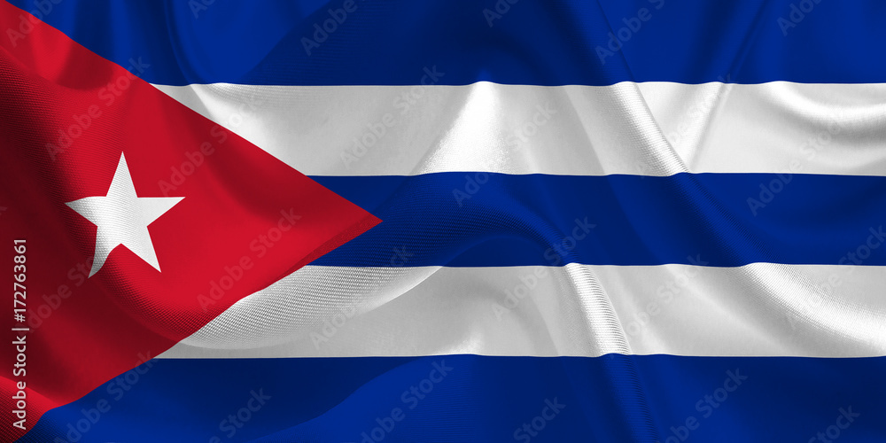 Waving flag of the Cuba. Cuban Flag in the Wind. Cuban National mark. Waving Cuba Flag. Cuba Flag Flowing.