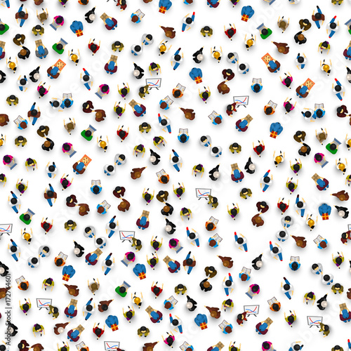 Big people crowd on white background. Vector illustration.