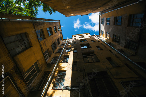 Yards (courtyard) structure shapes in Saint Petersburg, Russia.