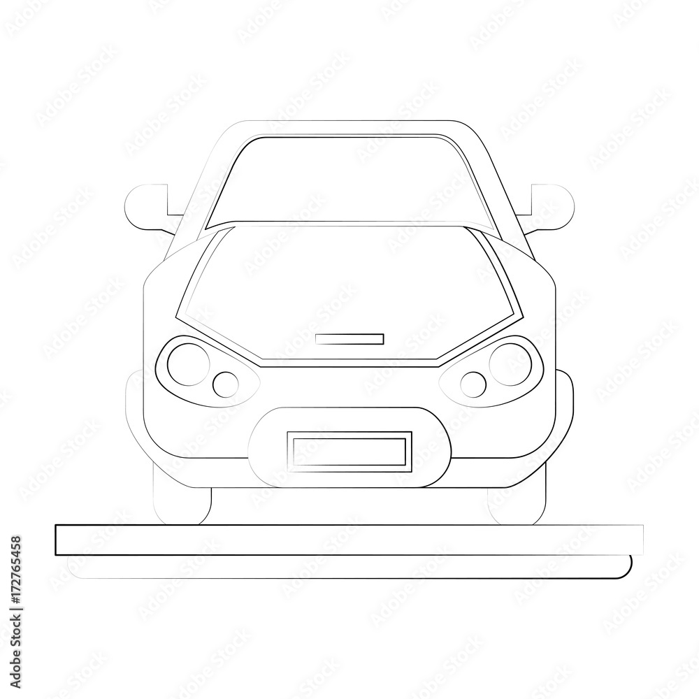 car frontview icon image vector illustration design  fine sketch line