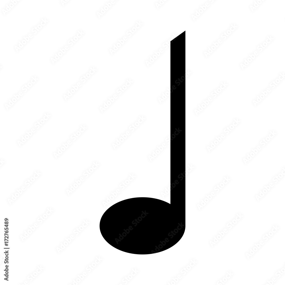Isolated musical note silhouette on a white background, vector illustration Isolated musical note silhouette on a white background, vector illustration