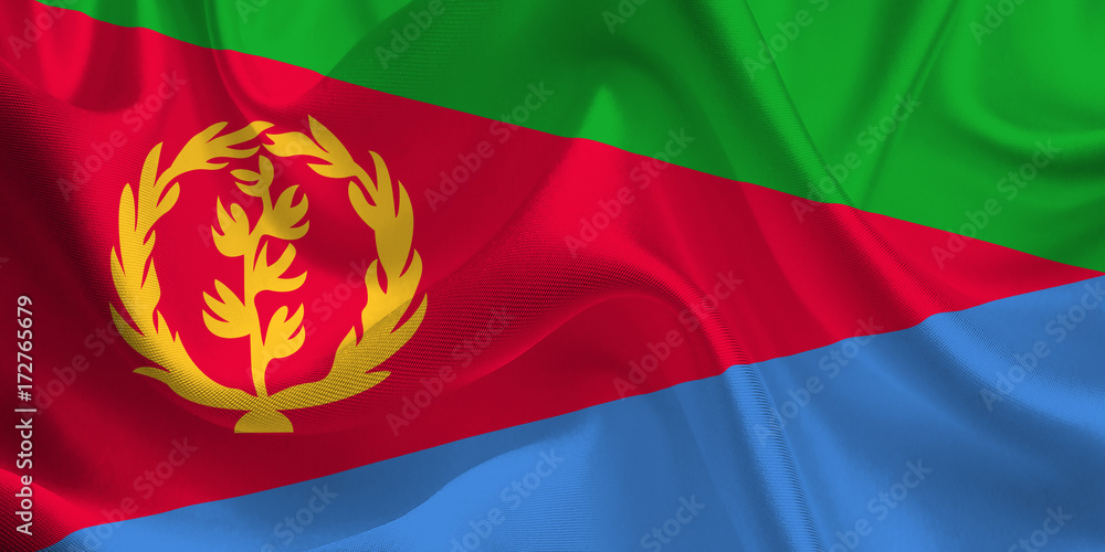 Fototapeta premium Waving flag of the Eritrea. Flag in the Wind. National mark. Waving Eritrea Flag. Eritrea Flag Flowing.