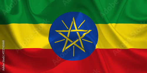 Waving flag of the Ethiopia. Ethiopian Flag in the Wind. Ethiopian National mark. Waving Ethiopia Flag. Ethiopia Flag Flowing.