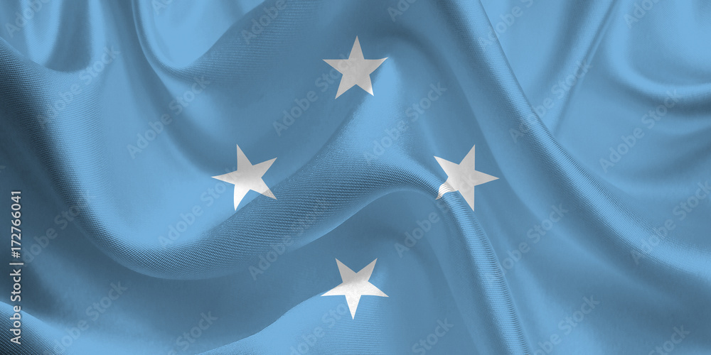 Waving flag of the Federated States of Micronesia. Flag in the Wind. National mark. Waving Federated States of Micronesia Flag. Federated States of Micronesia Flag Flowing. Waving flag of the Federated States of Micronesia. Flag in the Wind. National mark. Waving Federated States of Micronesia Flag. Federated States of Micronesia Flag Flowing.
