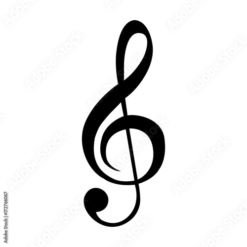 Isolated musical note silhouette on a white background, vector illustration