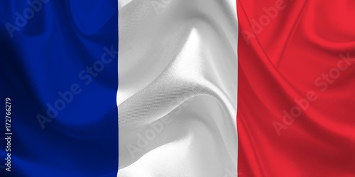 Waving flag of the France. French Flag in the Wind. French National mark. Waving France Flag. France Flag Flowing.