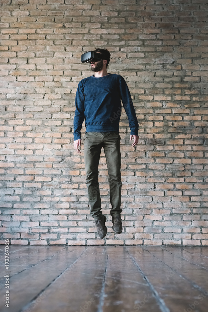 Man using VR Reality viewer Man using VR Reality viewer