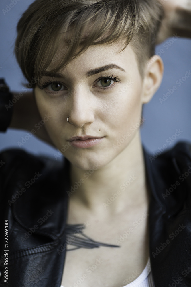 Closeup of young tomboy