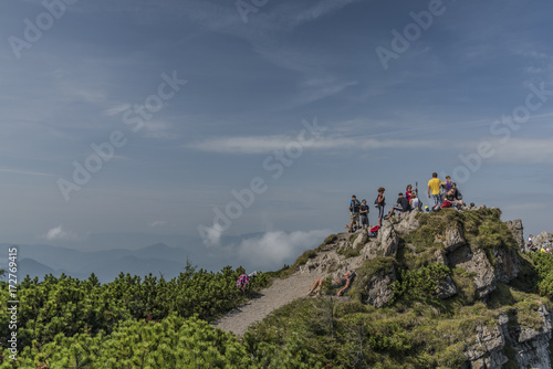 Tourists on Velky Choc hill in north Slovakia in summer photo