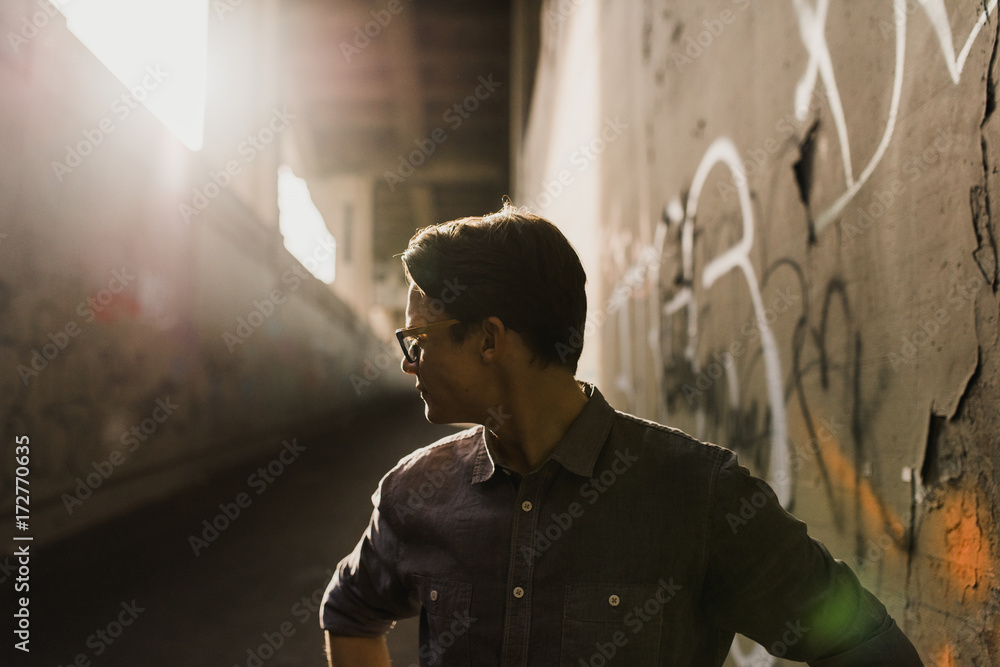 Young man in urban setting
