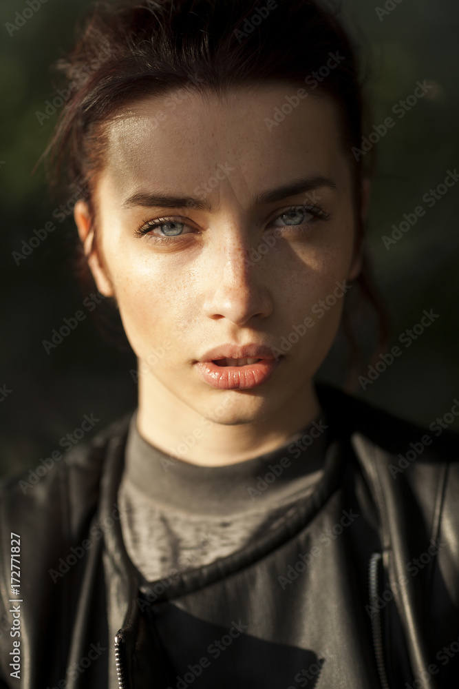street portrait of a beautiful young model street portrait of a beautiful young model