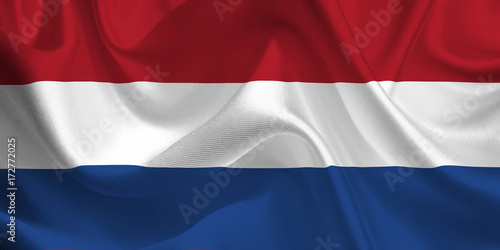 Waving flag of the Netherlands. Holland Flag in the Wind. Dutch National mark. Waving Holland Flag. Netherlands Flag Flowing.