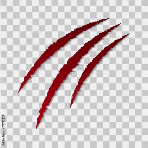 Red claws on transperent background for Halloween. Vector