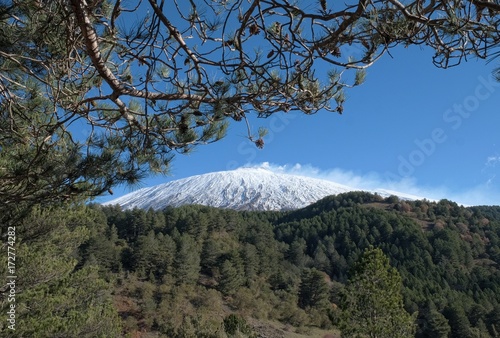 Snowy Top Of Volcano Etna, Sicily