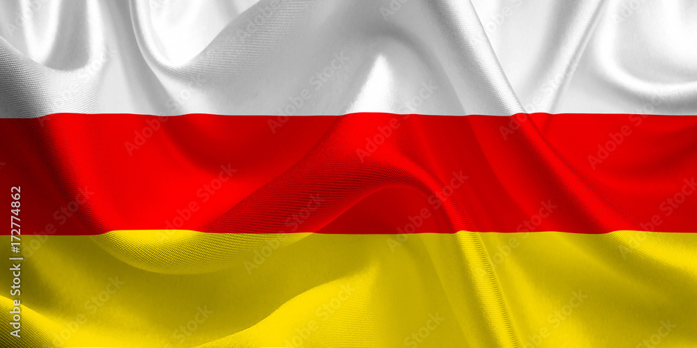 Waving flag of the South Ossetia. Flag in the Wind. National mark. Waving South Ossetia Flag. South Ossetia Flag Flowing. Waving flag of the South Ossetia. Flag in the Wind. National mark. Waving South Ossetia Flag. South Ossetia Flag Flowing.