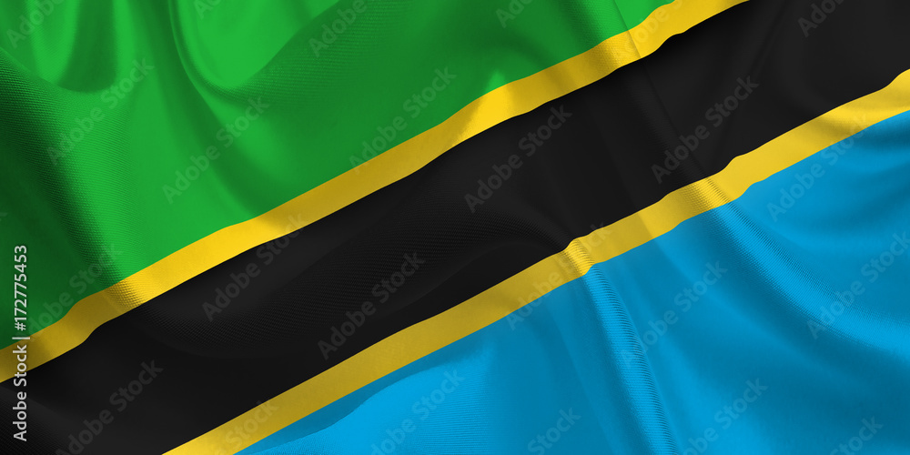 Waving flag of the Tanzania. Flag in the Wind. National mark. Waving Tanzania Flag. Tanzania Flag Flowing. Waving flag of the Tanzania. Flag in the Wind. National mark. Waving Tanzania Flag. Tanzania Flag Flowing.
