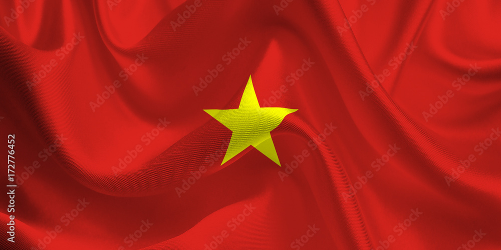 Waving flag of the Vietnam. Flag in the Wind. National mark. Waving Vietnam Flag. Vietnam Flag Flowing.
