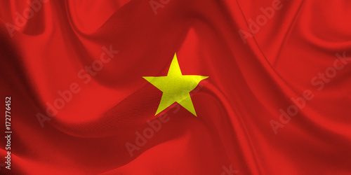 Waving flag of the Vietnam. Flag in the Wind. National mark. Waving Vietnam Flag. Vietnam Flag Flowing.