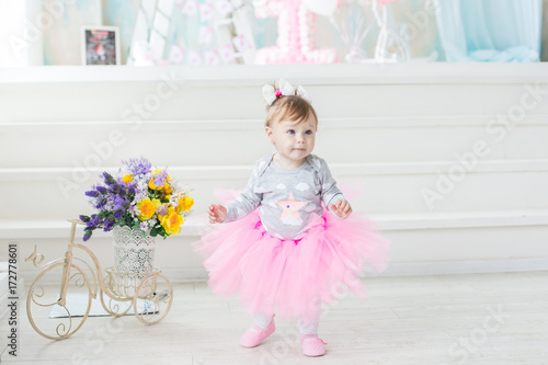 The first cake baby. Portrait of a baby