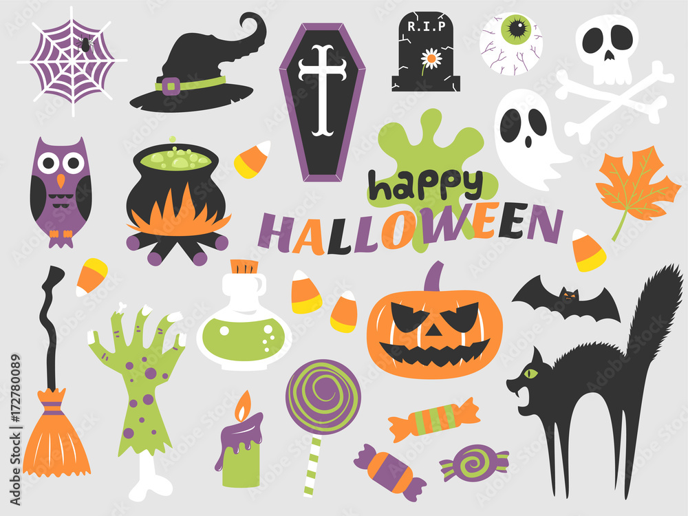 Naklejka premium happy halloween flat design illustration