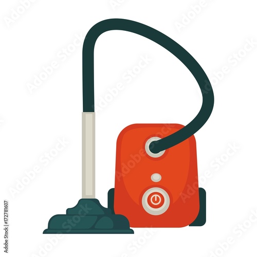 Modern powerful hoover in orange corpus isolated cartoon illustration