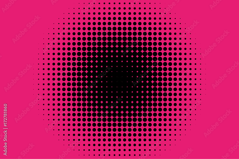 Comic pattern. Halftone background. Pink and black color. Dotted retro backdrop, panels with dots, points, circles, rounds. 