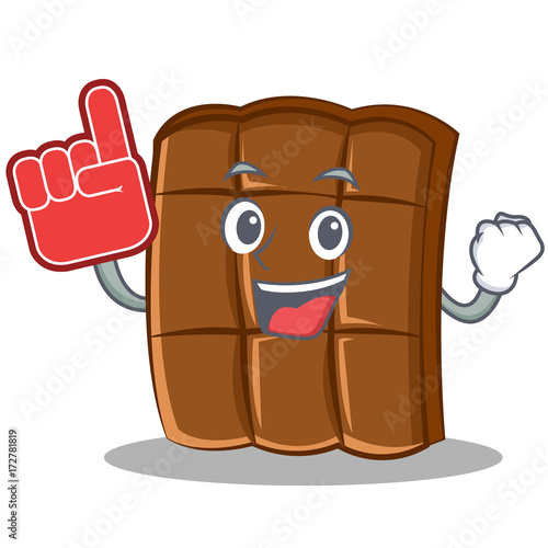 With foam finger chocolate character cartoon style