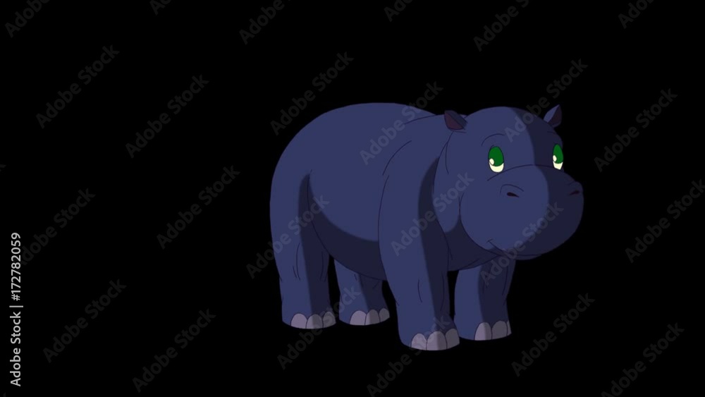 Little Blue Hippo Runs Front View. Little Blue Hippo Runs Front View.