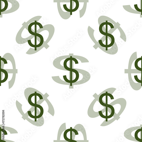 Dollars sign icon. USD currency symbol. Money label. Cells repeating pattern. White texture background. Vector