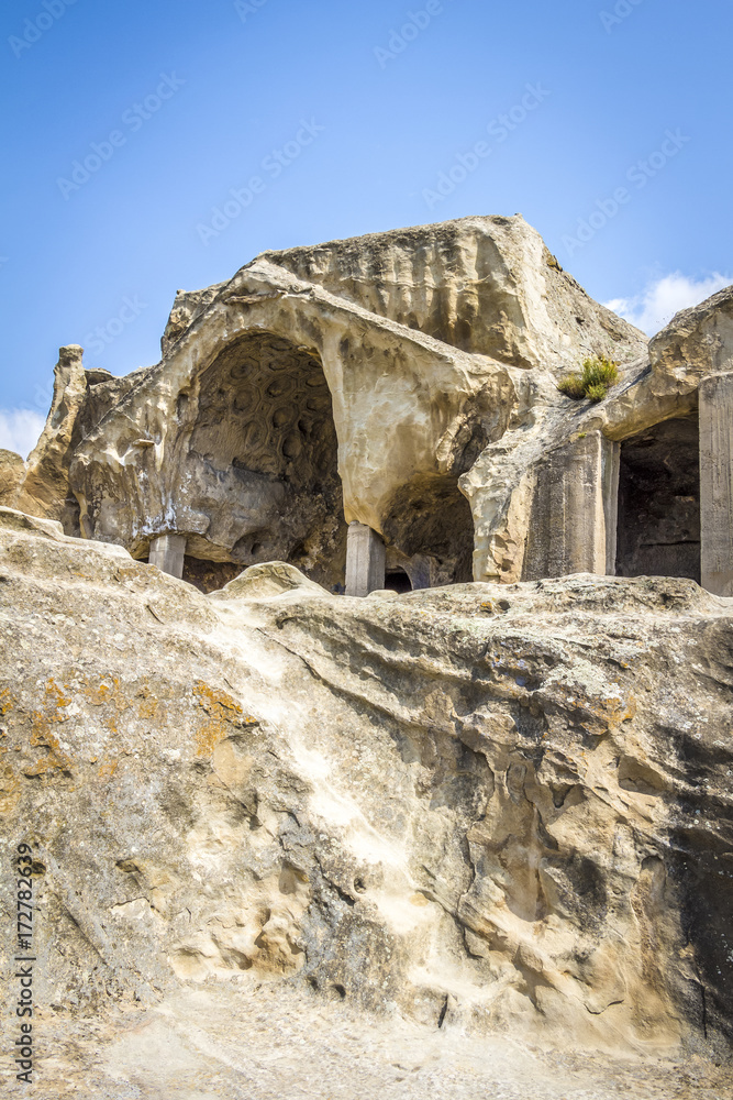 Cave city of ancient people in Uplistsikhe, Georgia.