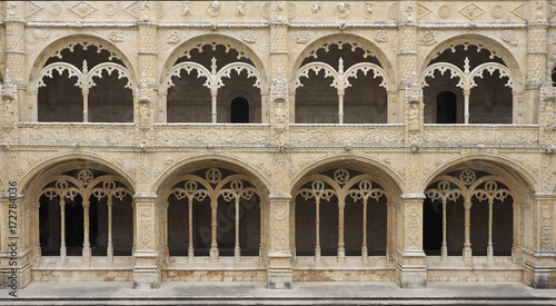 Jeronimos Monastery ornamental windows in Lisbon, Portugal