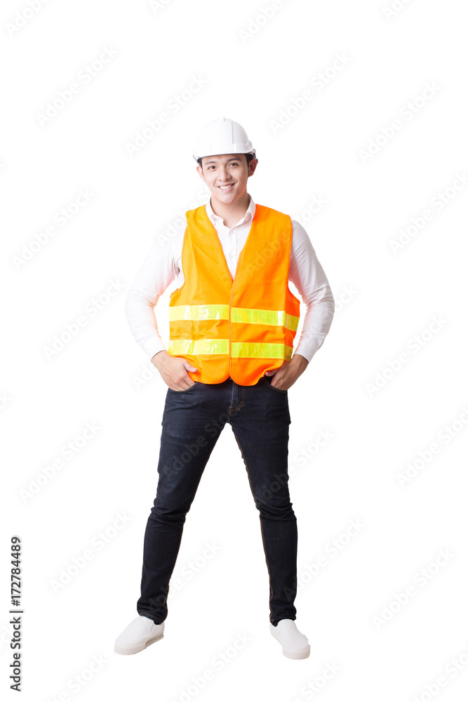 Portrait of Asian Engineer or Architect Designer in Isolated Background With Gesture Sign Portrait of Asian Engineer or Architect Designer in Isolated Background With Gesture Sign
