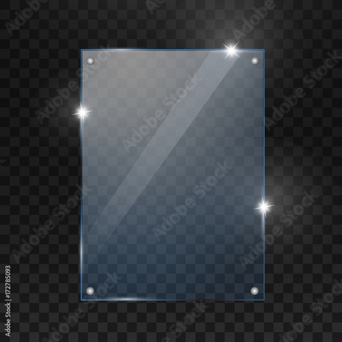 Glass shining trophy. Isolated on black transparent background. Vector illustration.