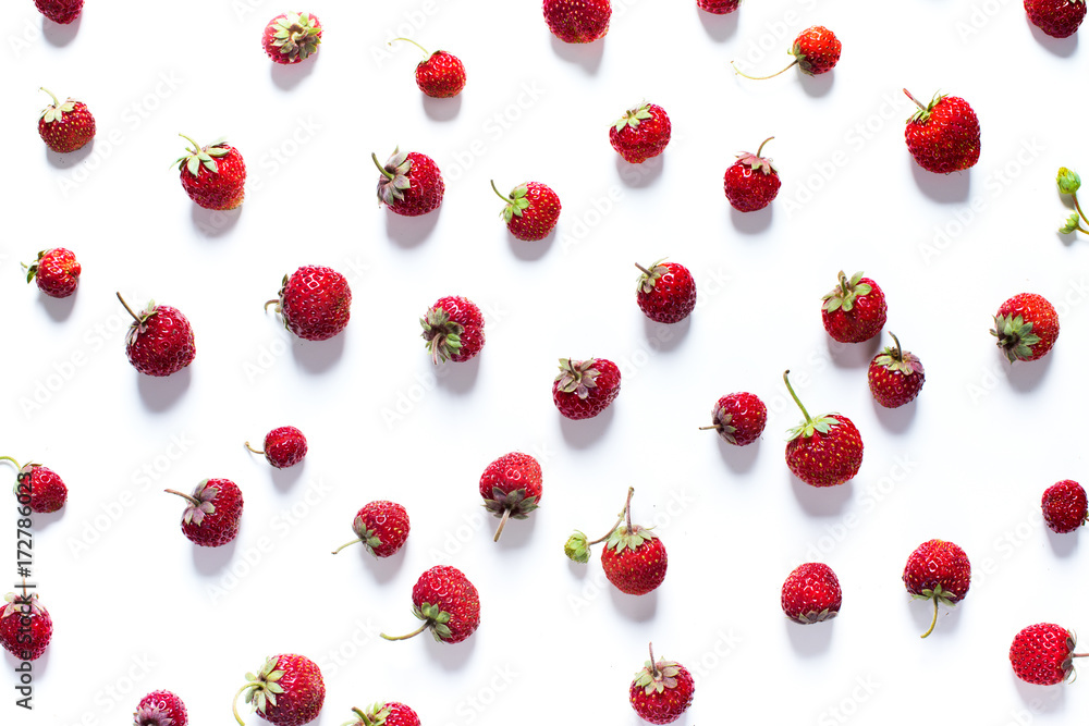Scattered Strawberry Isolated on White Healthy Scattered Strawberry Isolated on White Healthy