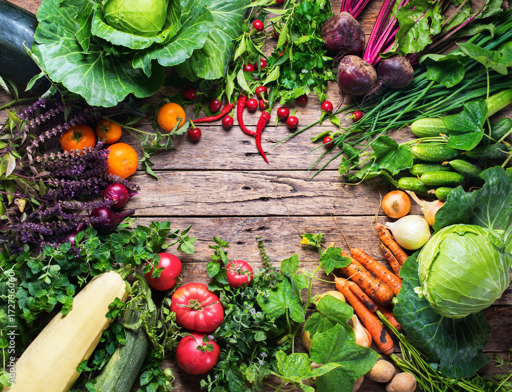 Assortment Fresh Organic Vegetables Frame Market