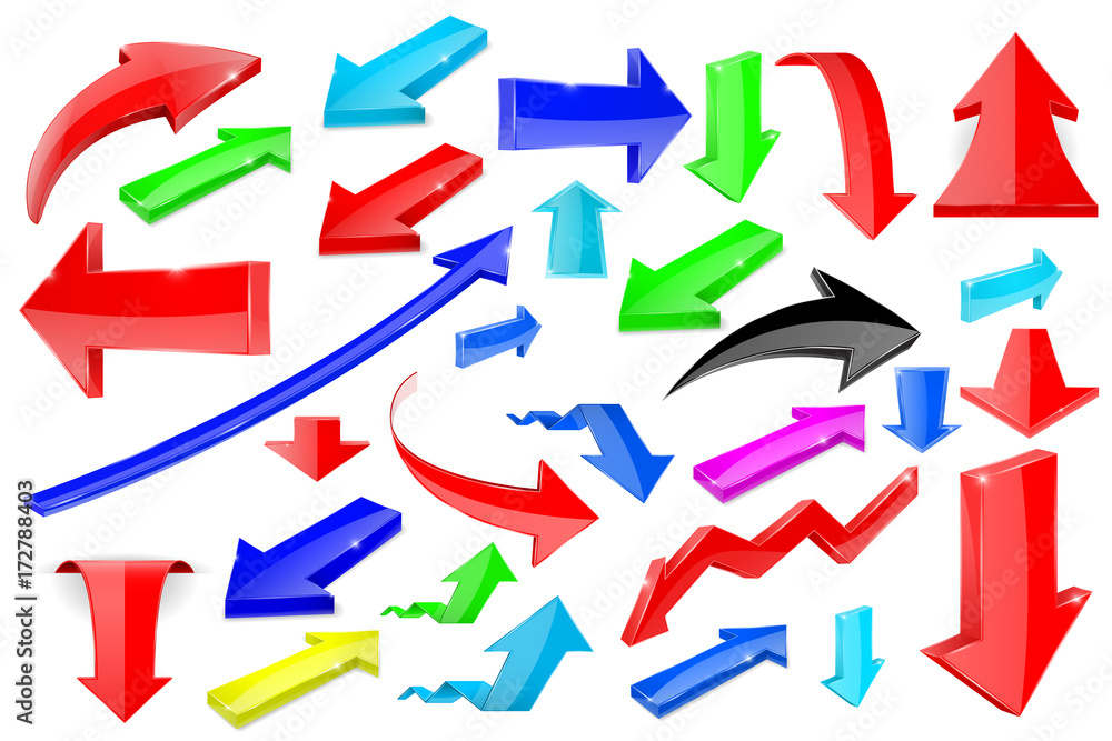 Colored 3d arrows. Shiny icons Colored 3d arrows. Shiny icons