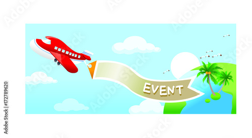 Illustrated airplane pulling banners