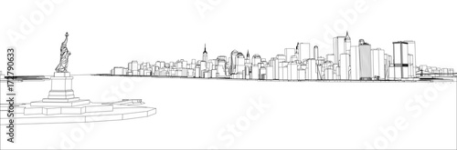 Wire-frame New York City, Blueprint Style