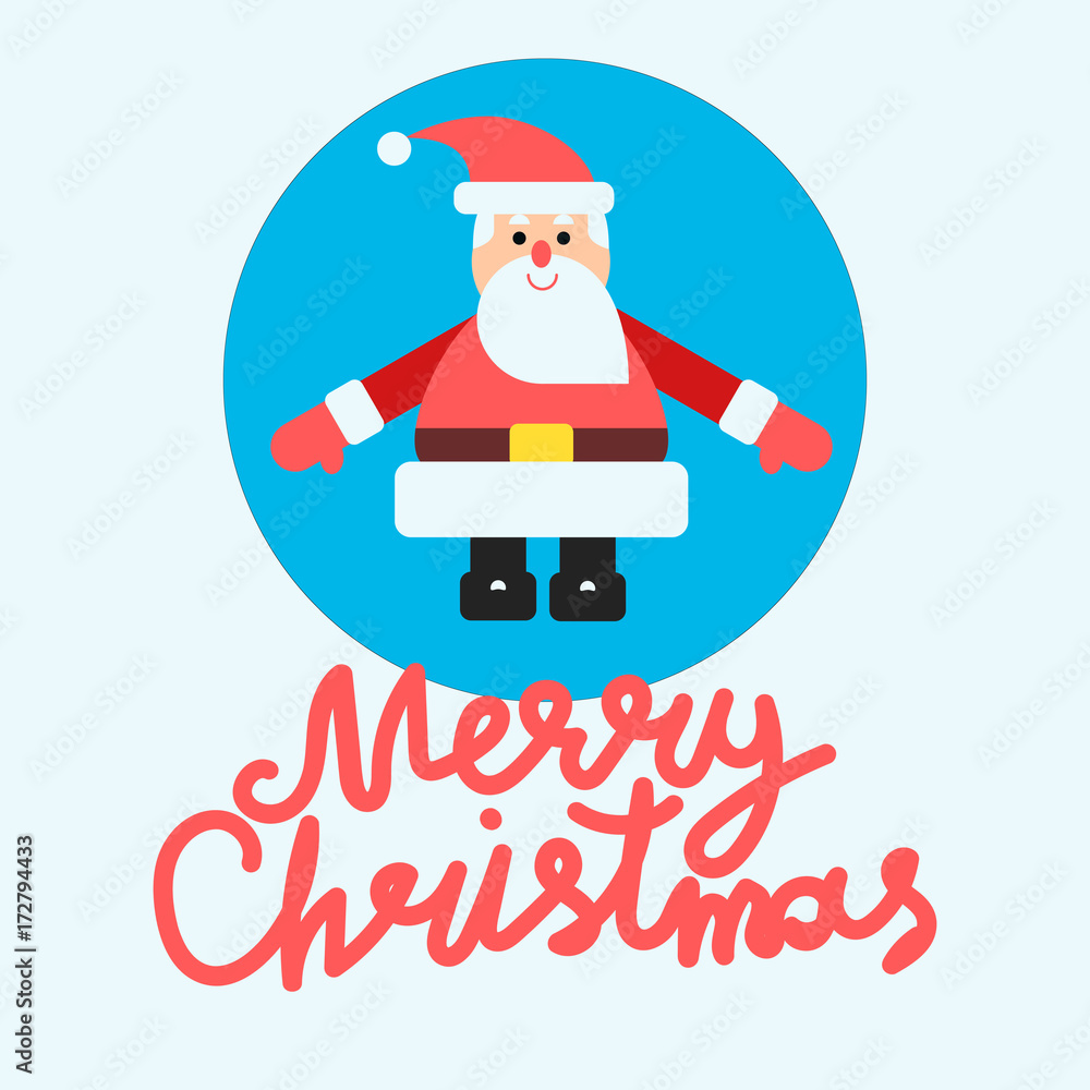 Santa in blue background flat vector card or banner design Santa in blue background flat vector card or banner design