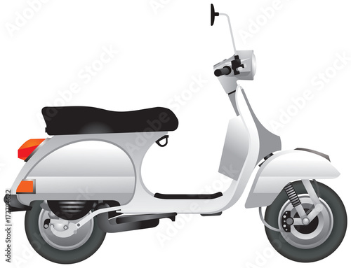 Scooter, motor scooter, popular personal transport realistic vector illustration