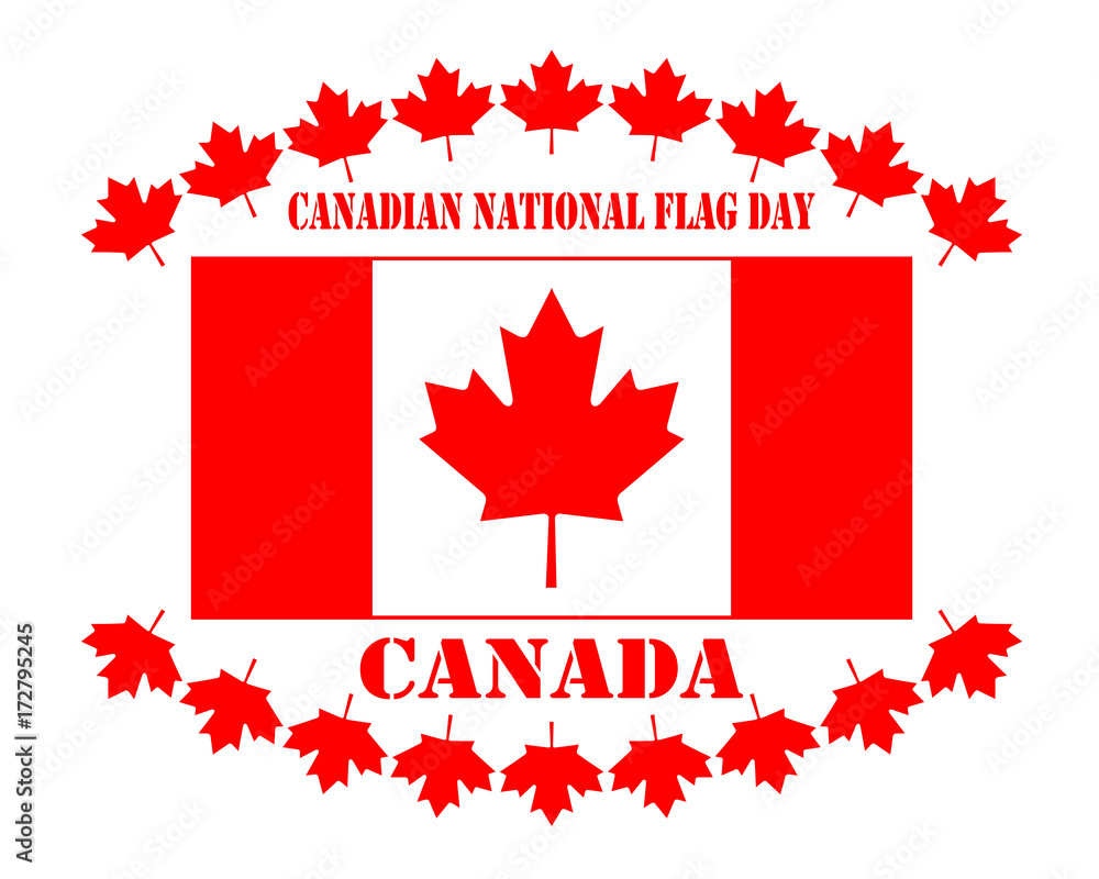Flag of Canada and maple leaves Flag of Canada and maple leaves