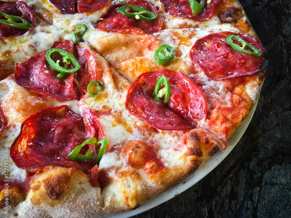 italian pizza close up & fresh ingredients italian pizza close up & fresh ingredients